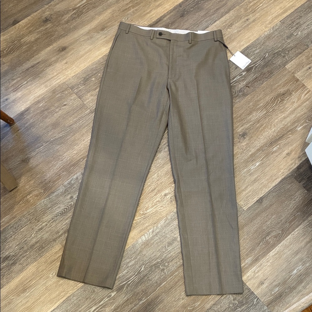 Calvin Klein Men's Dress Pants in Light Brown Plaid